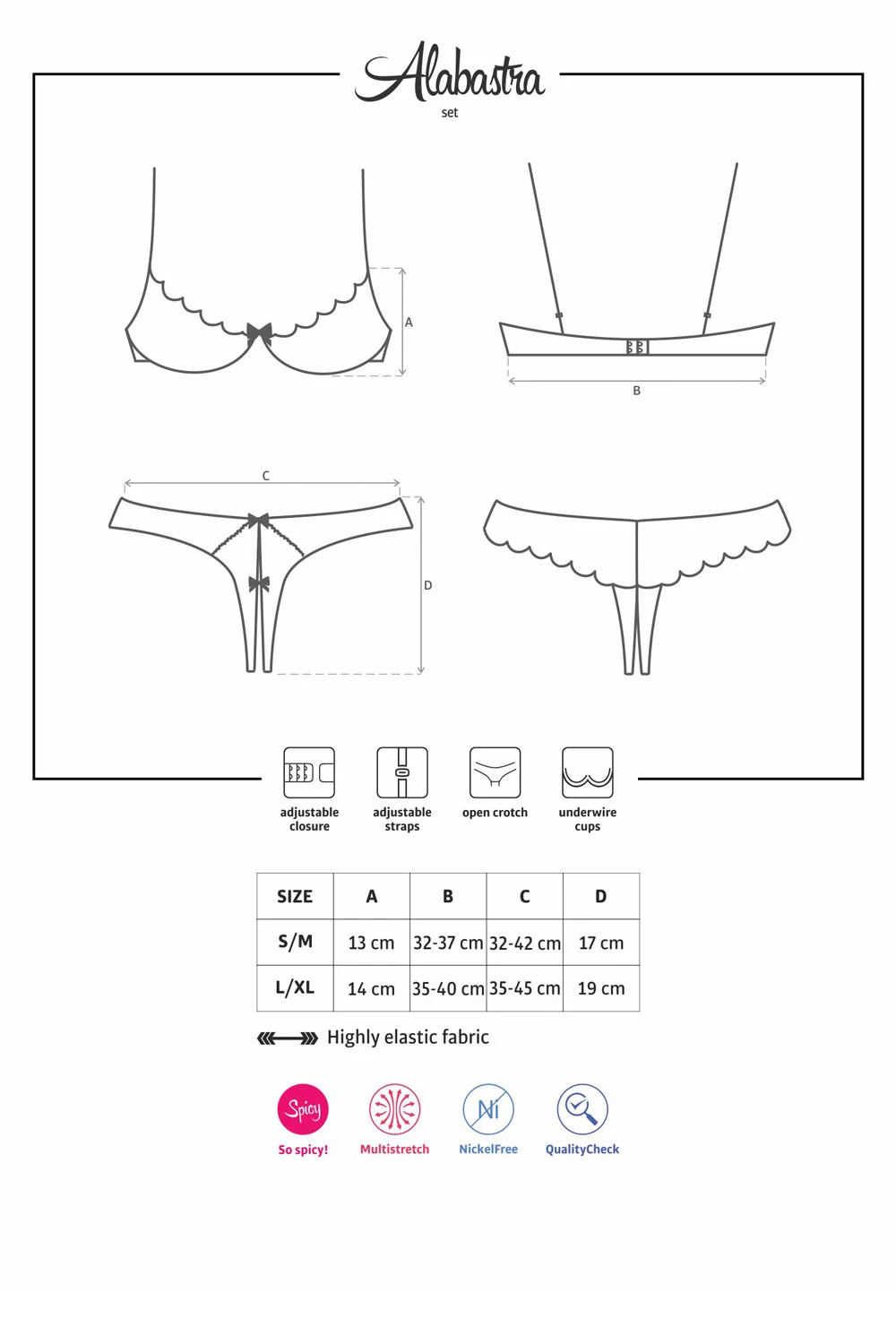 Dessous Set halboffener Bügel BH und ouvert String