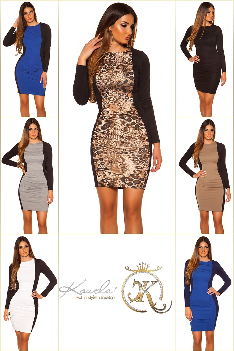 Figurbetonendes Langarm-Minikleid mit Bodyformer-Optik Figurbetonendes Langarm-Minikleid mit Bodyformer-Optik