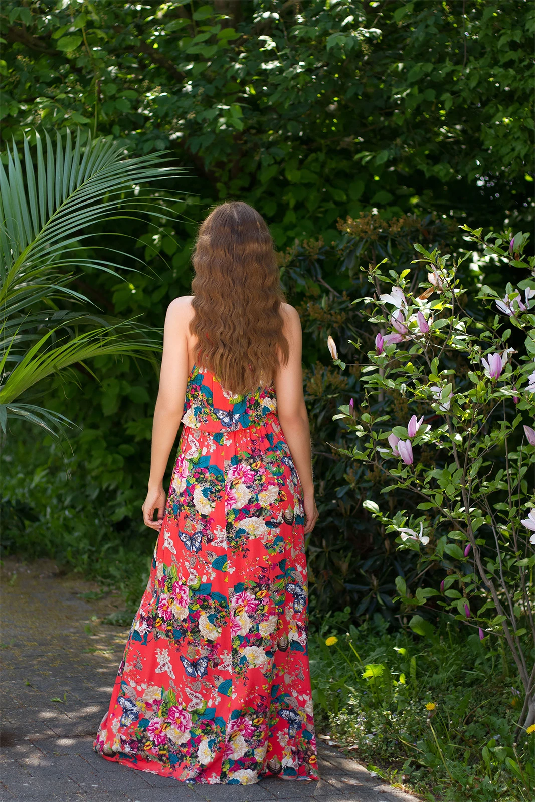 Summer Printed Rundhals Maxi Träger Viskose Kleid mit hot Cutout Summer Printed Rundhals Maxi Träger Viskose Kleid mit hot Cutout