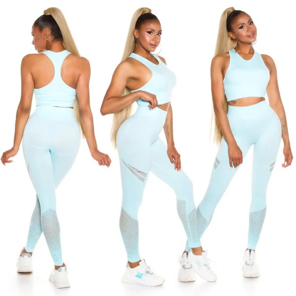 Sporty Fitness Crop Outfit mit Push up Leggings