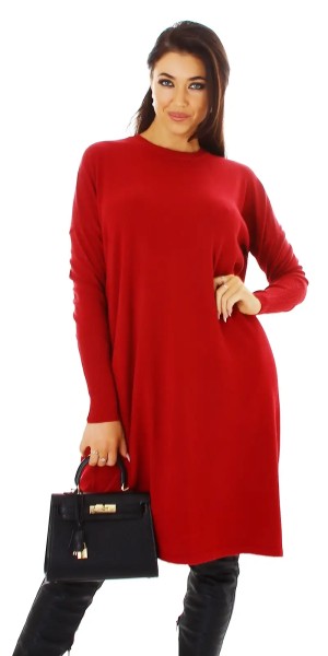 Uni Langarm Feinstrick Midi Kleid im Oversize-Style