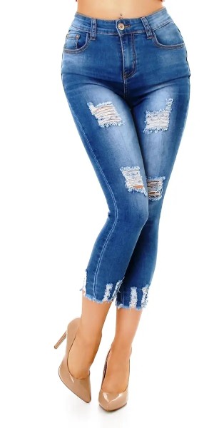 Skinny 7/8 Röhren Jeans im Destroyed-Look
