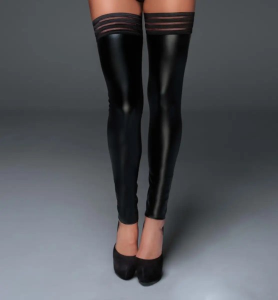 Powerwetlook Stockings mit elastischen Bändern F158 von Noir Handmade