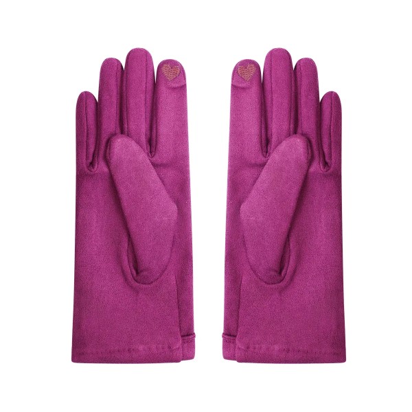 Casual Velour Leder Handschuhe mit Deko Knöpfe und Handy Touch