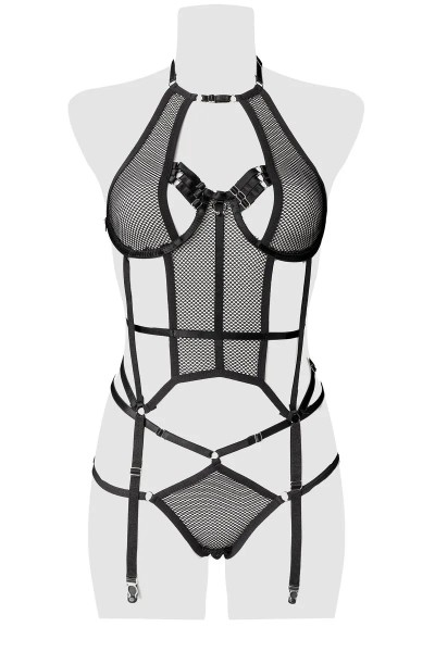 Transparentes Erotik-Set aus Netz mit verstellbaren Bändern