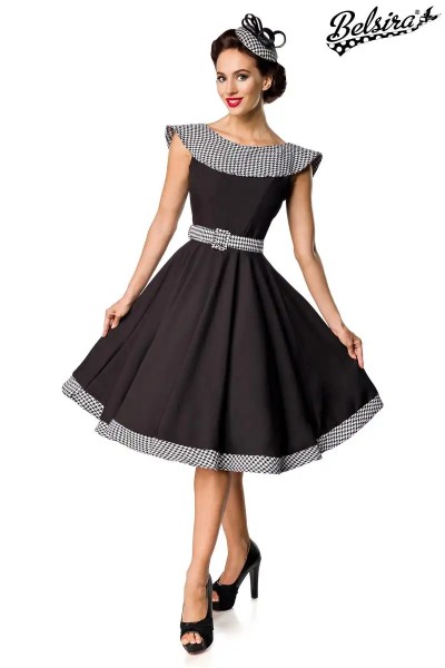 Ärmelloses Premium Vintage Swing-Kleid mit Kragen