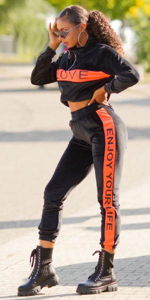 Nicki Jogging Home Anzug mit Kontraststreifen