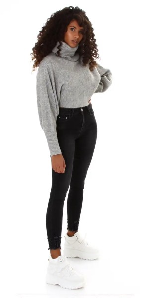 Casual High Waist Skinny Push-up Jeans im Used Look