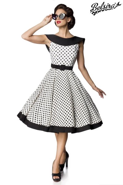 Gepunktetes ärmelloses Vintage Swing-Kleid