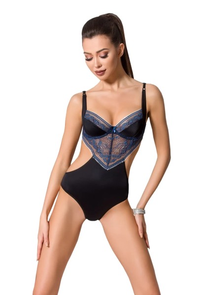 Sexy Body mit Spitze und seitlichen Cutouts von Passion Dessous in Schwarz/Blau