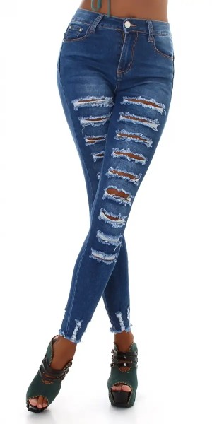 Push up High Waist Röhren Skinny Jeans im Destroyed Style