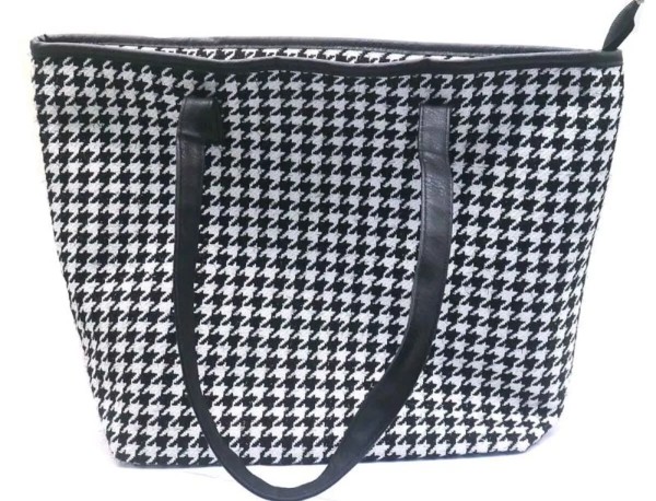 Shopper Tasche Bag mit Henkel und Hahnentritt-Muster