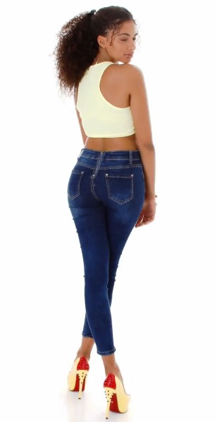 Skinny Röhre Jeans mit Po Zipper