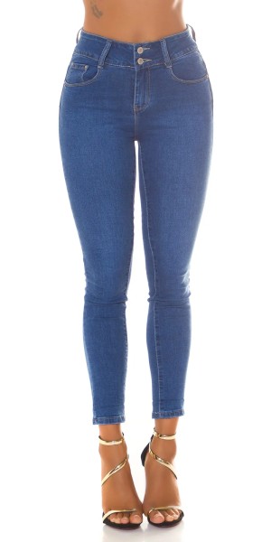 Basic Skinny High Waist Jeans mit Zwei-Knopf-Verschluss