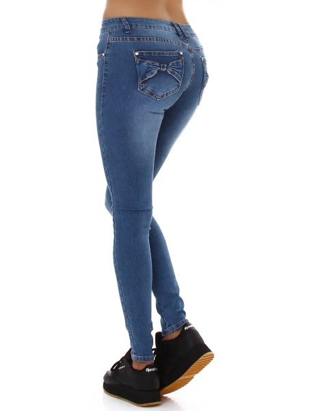 Casual Skinny Jeans mit Deko Schleife
