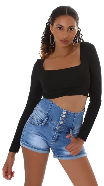 Jeans Short Used Look im High Waist Style