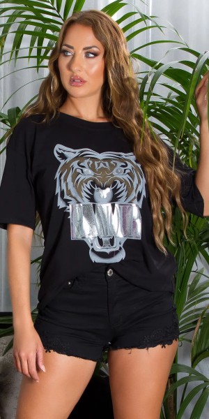 Casual Oversize T-Shirt mit Tiger-Print