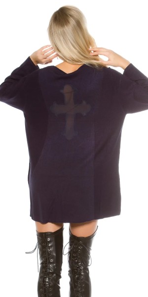 Stylo Long Pullover Oversized mit Mesh Kreuz