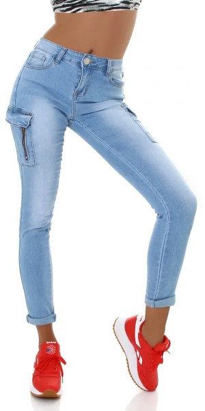 Washed out Cargo Röhren High Waist Skinny Jeans