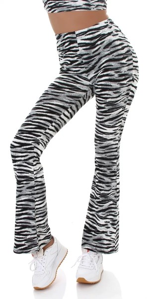 Zebra Printed Leggings mit Schlag