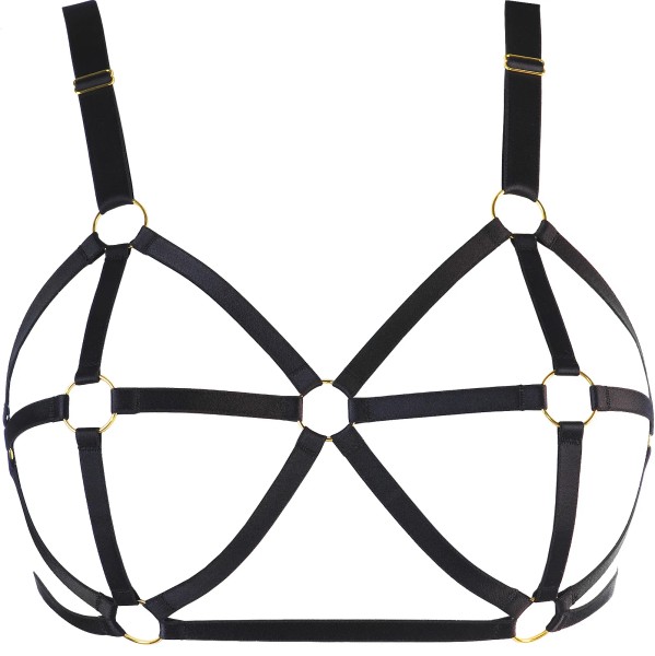 Axami Harness Top Brustgurt aus Gummiband mit goldfarbenen Ringen