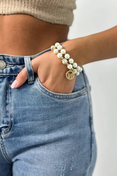 Modeschmuck Perlen Armband SL9-2 mit Anhänger Schmetterling