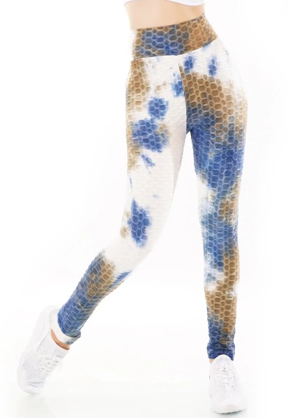 Sport High Waist Leggings mit Struktur und Batik-Print