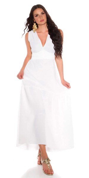 Transparentes Goddess Maxi Kleid zum Binden mit V-Neck