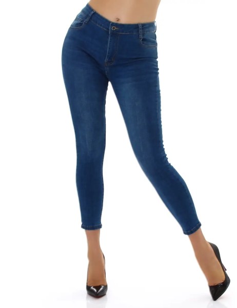 Basic Röhren Skinny 7/8 Hüft Jeans