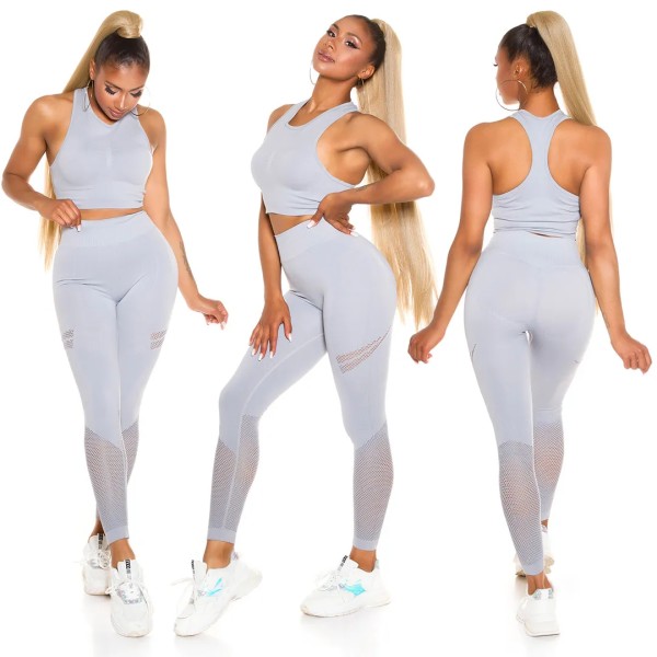 Sporty Fitness Crop Outfit mit Push up Leggings