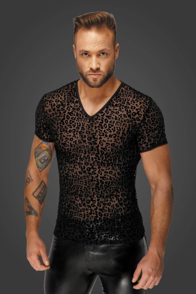 Herren Leopard Flock T-Shirt H071 transparent von Noir Men