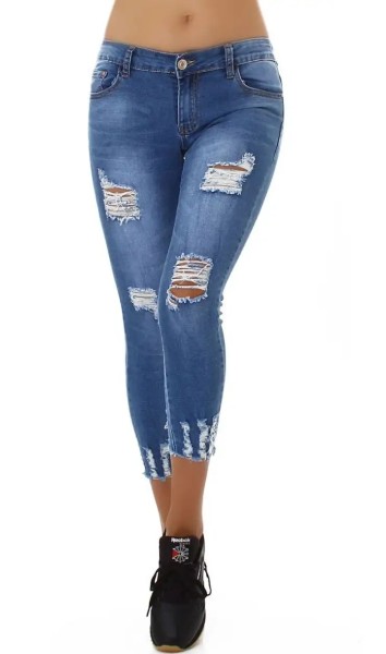 Destroyed 7/8 Skinny Hüft Jeans im Used-Look mit Risse