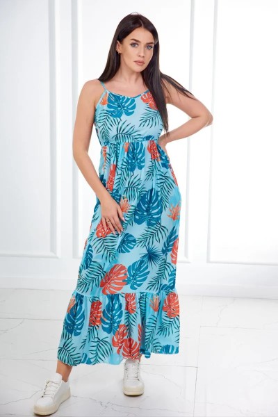 Tropical Printed Rundhals Maxi Träger Kleid