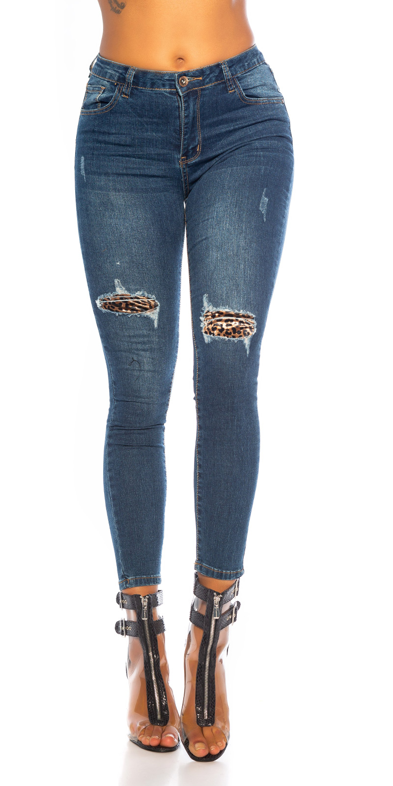 Used look Skinny Drainpipe Jeans With Leo holes | eBay