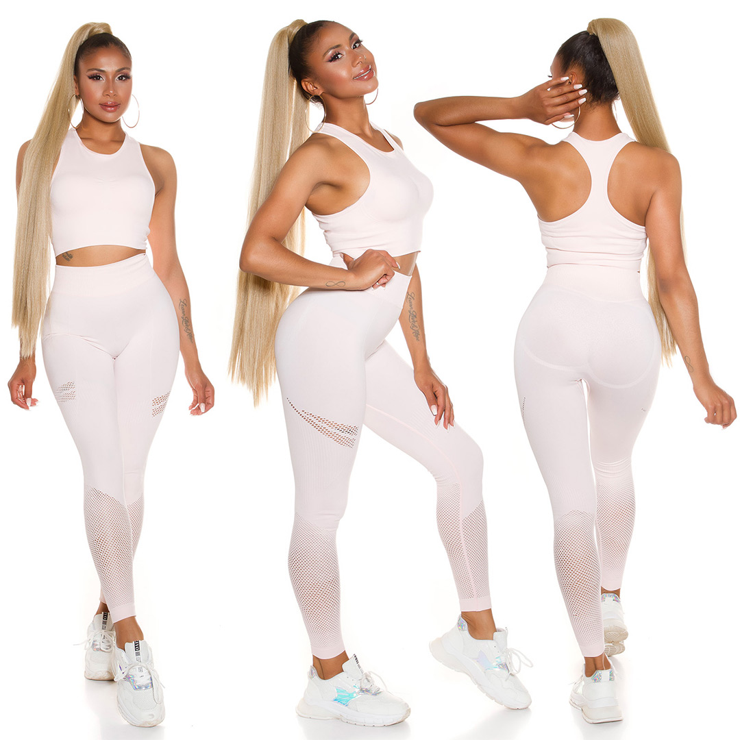 Sporty Fitness Crop Outfit mit Push up Leggings