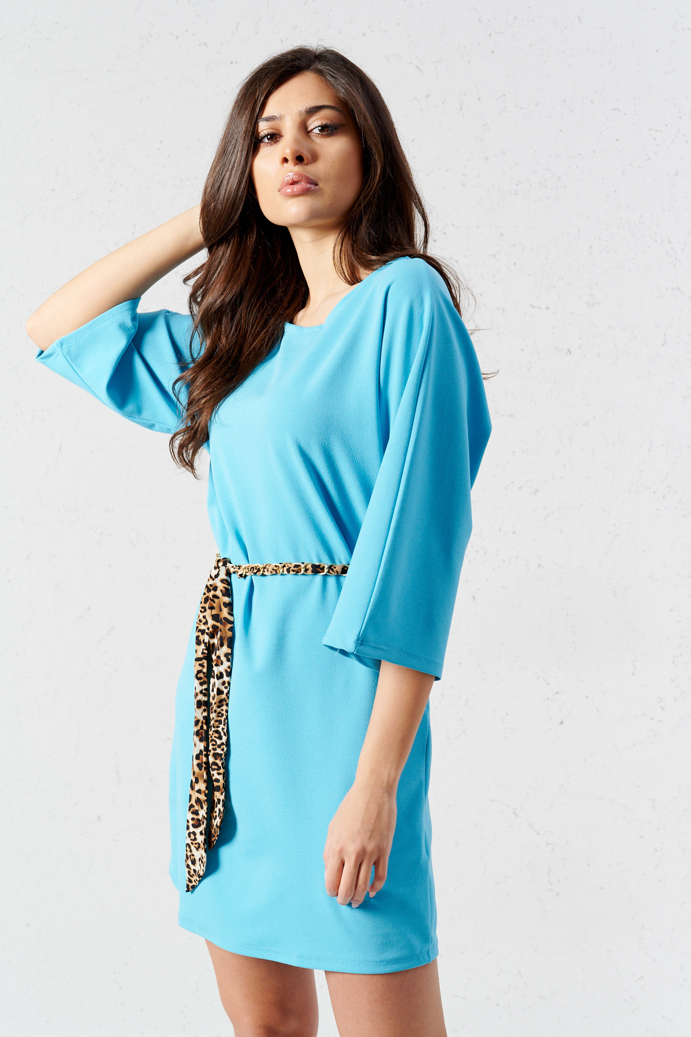 Kimono Ärmel Business Kleid mit Leo Gürtel