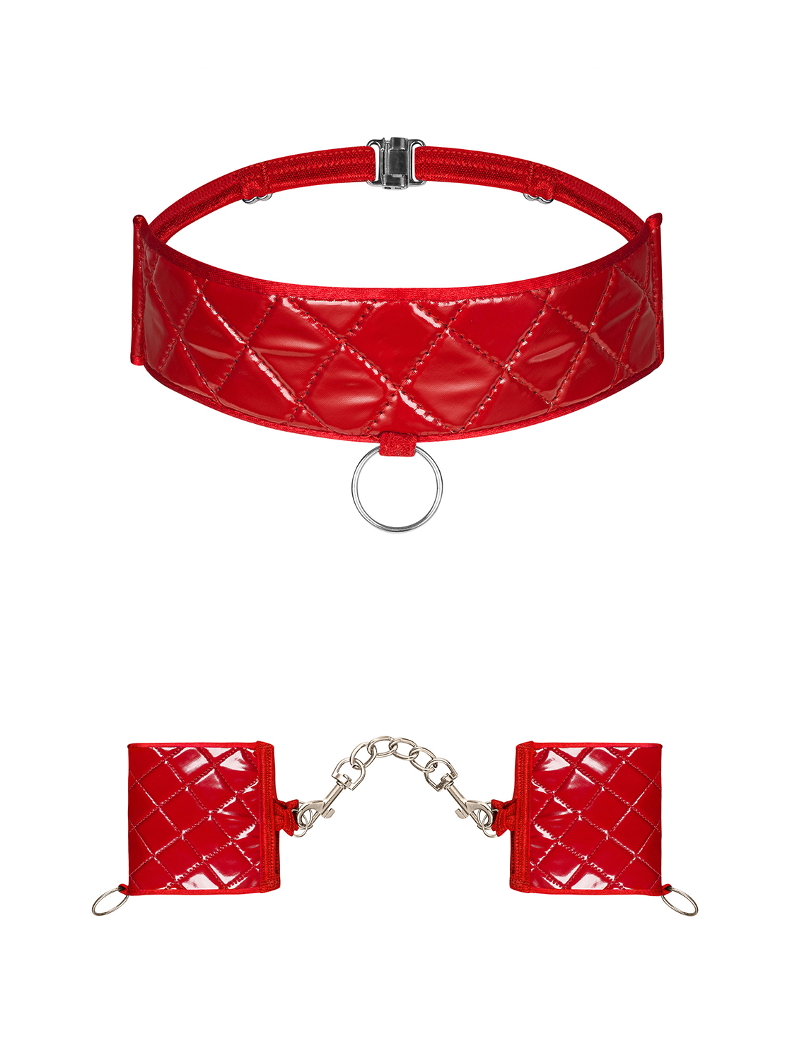 Wetlook Set Handschellen und Choker mit abnehmbarer Kette