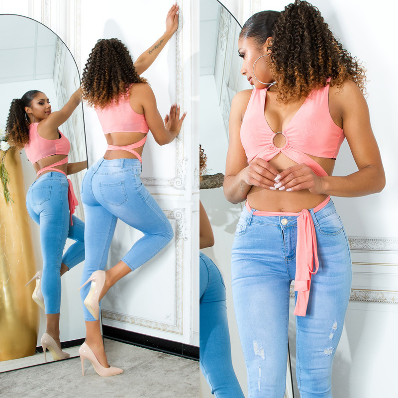 Lightwashed Ankle Skinny Jeans in Used Optik