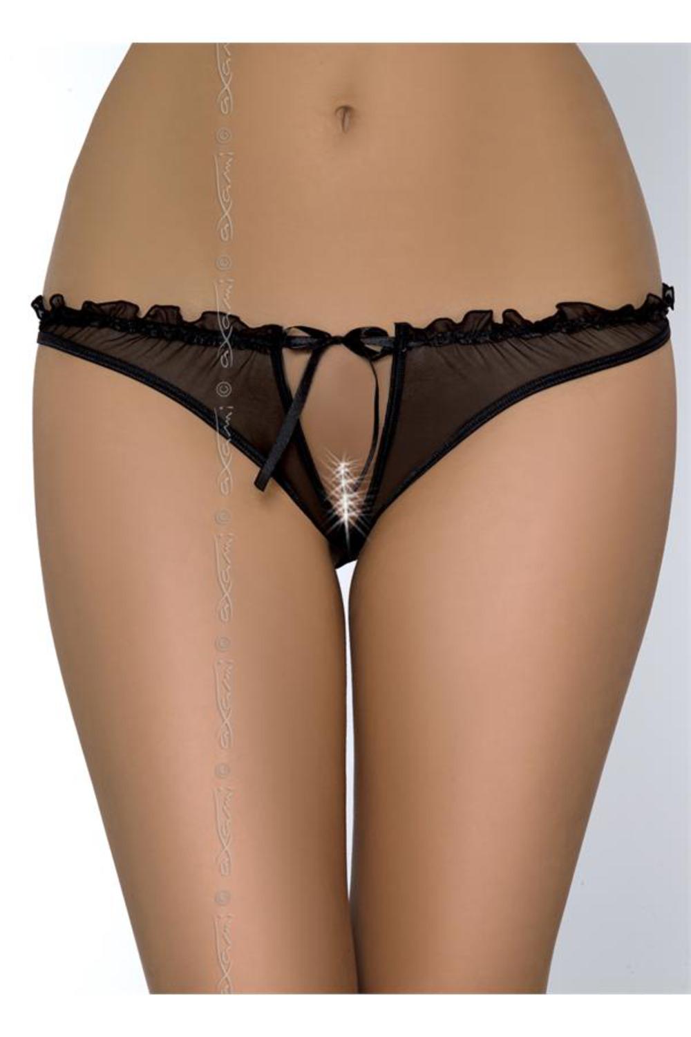Axami String mit pikanten Schlitz auf der Vorderseite in schwarz – Axami