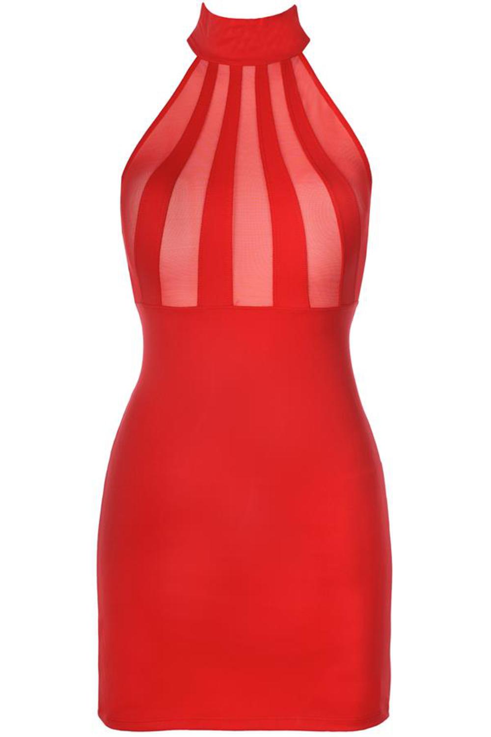 Axami Minikleid aus Mikrofaser mit transparenten Tüll Einsätzen in rot