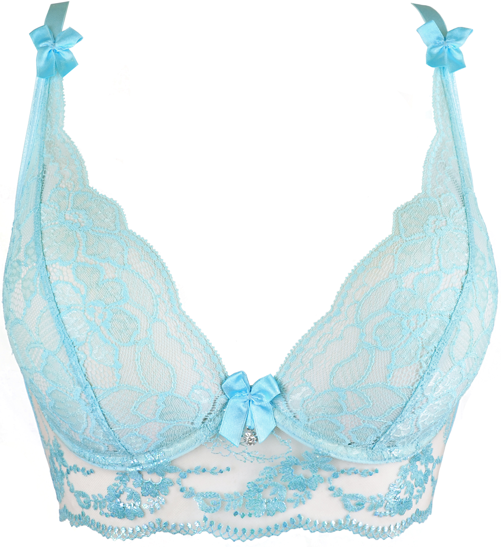 Axami Transparent Bustier Floral Lace Bra in Mint
