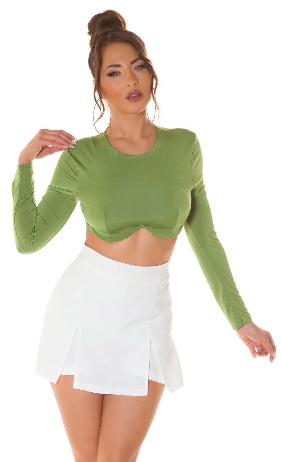 Hot Langarm Crop Top mit Bügel Soft Cups