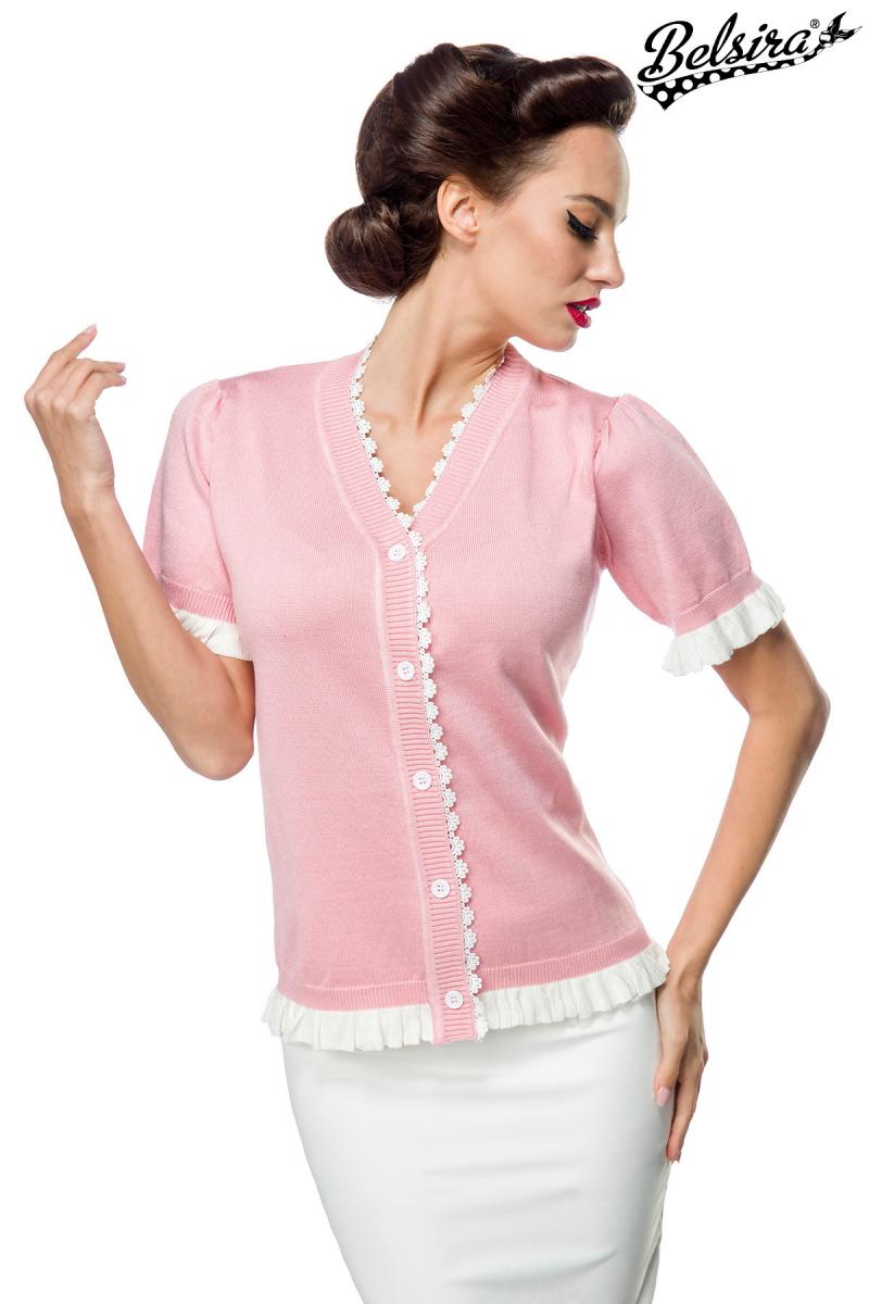 Retro Strickjacke mit farblich abgesetzten Kragen von BELSIRA
