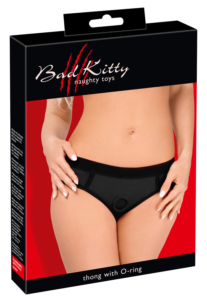 Schwarzer Strap-on-Slip von Bad Kitty aus weicher elastischer Mikrofaser. - Bild 2 von 8