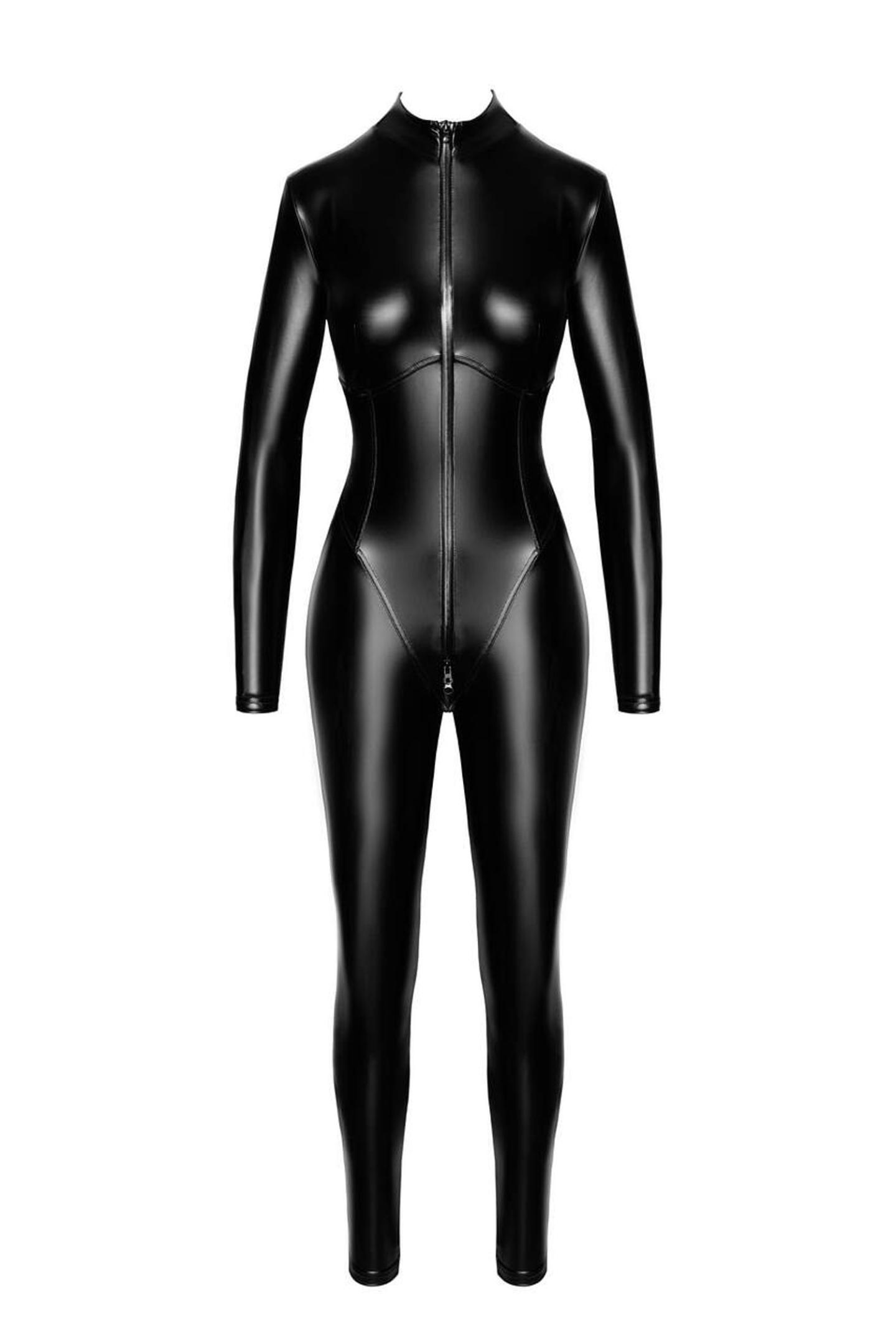 F331 Wetlook Overall, Exklusiver hautenger Noir Handmade Wetlook-Overall 